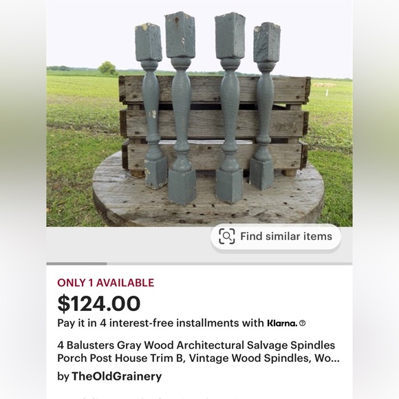 Vintage Architectural Salvage, Rustic Wood Spindles, Set/2, 24” - Picture 8 of 8